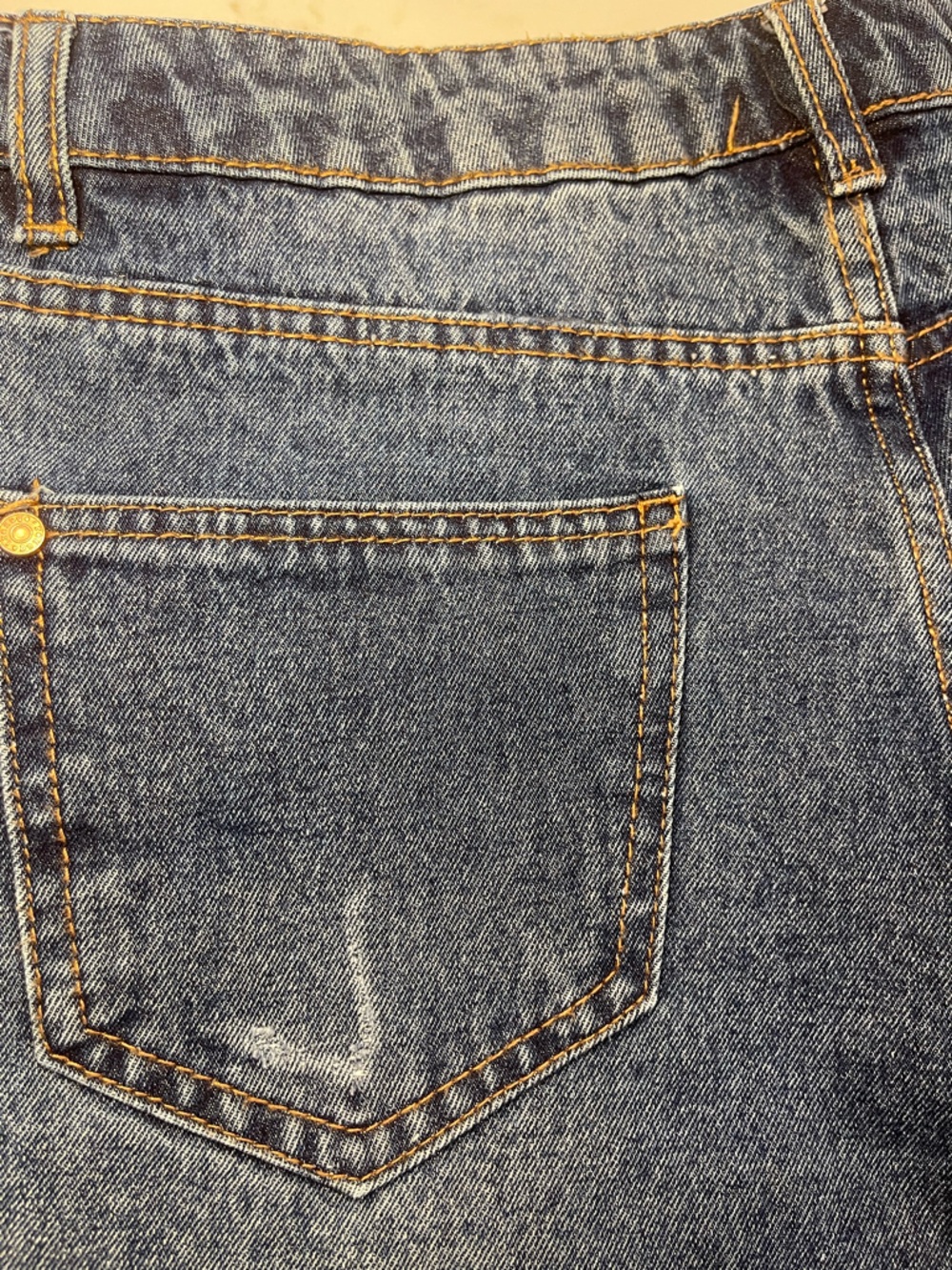 Refuge Mid-Rise Distressed Denim Shorts - Blue - Picture 14 of 14